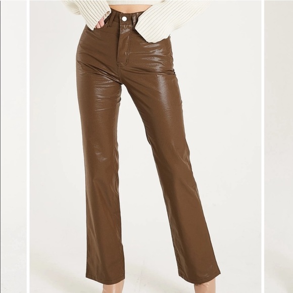 Storets Heavin Pleather Strait Pants - Picture 1 of 4